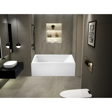 Nit alcove ホワイト　トップス Exhibit 6030 IFS AFR Acrylic Alcove Left-Hand Drain Bathtub