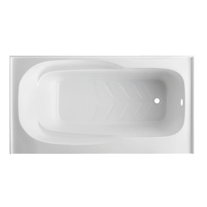 Kingston Tulare VTAP6031R21C - Aqua Eden 60-Inch Acrylic Rectangular 3-Wall Alcove Tub with Anti-Skid Surface, Right Hand Drain, Glossy White