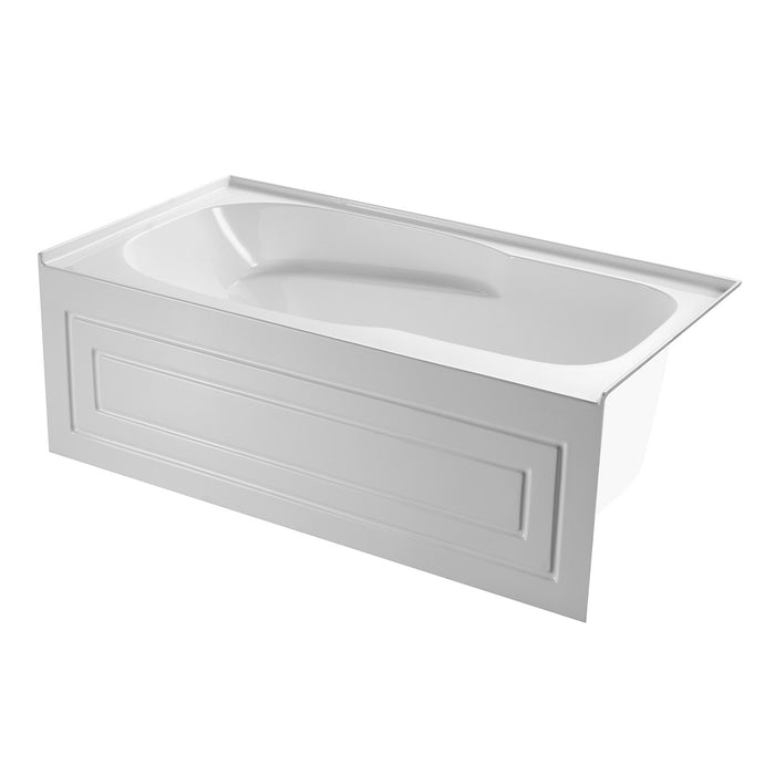 Kingston Tulare VTAP6031R21C - Aqua Eden 60-Inch Acrylic Rectangular 3-Wall Alcove Tub with Anti-Skid Surface, Right Hand Drain, Glossy White
