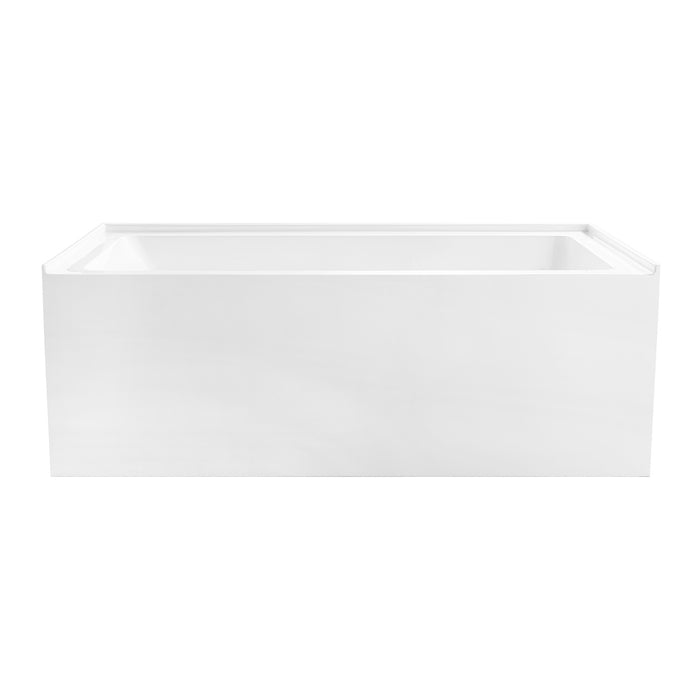 Kingston Tulare VTAP6031R22T - Aqua Eden 60-Inch Acrylic Rectangular 3-Wall Alcove Tub with Anti-Skid Surface, Right Hand Drain Hole, Glossy White