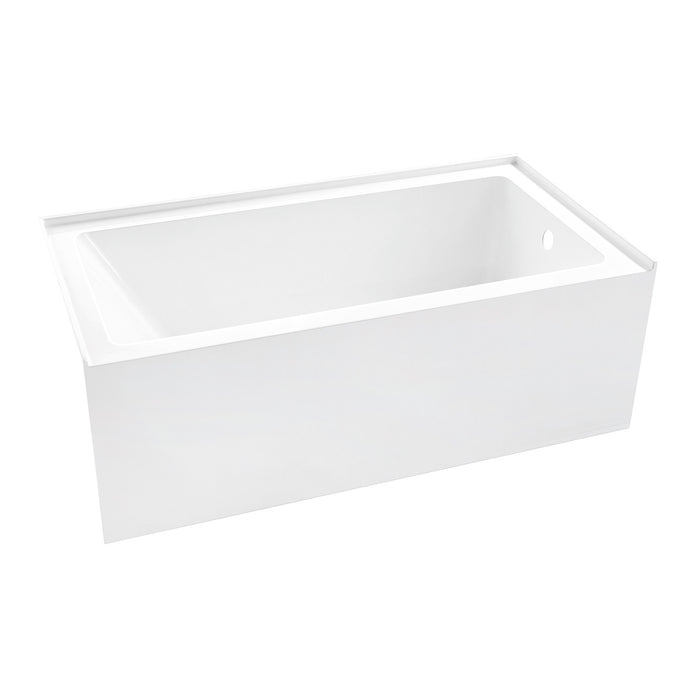 Kingston Tulare VTAP6031R22T - Aqua Eden 60-Inch Acrylic Rectangular 3-Wall Alcove Tub with Anti-Skid Surface, Right Hand Drain Hole, Glossy White