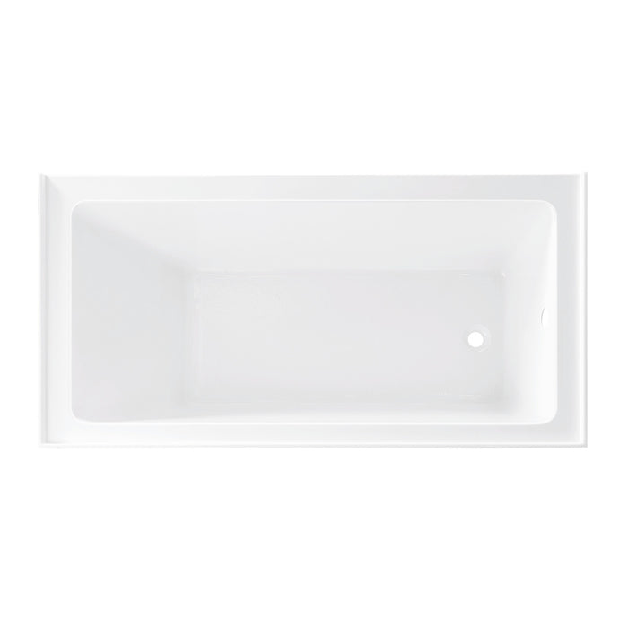 Kingston Tulare VTAP6031R22T - Aqua Eden 60-Inch Acrylic Rectangular 3-Wall Alcove Tub with Anti-Skid Surface, Right Hand Drain Hole, Glossy White