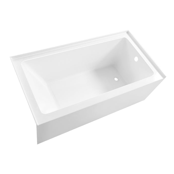 Kingston Tulare VTAP6031R22T - Aqua Eden 60-Inch Acrylic Rectangular 3-Wall Alcove Tub with Anti-Skid Surface, Right Hand Drain Hole, Glossy White