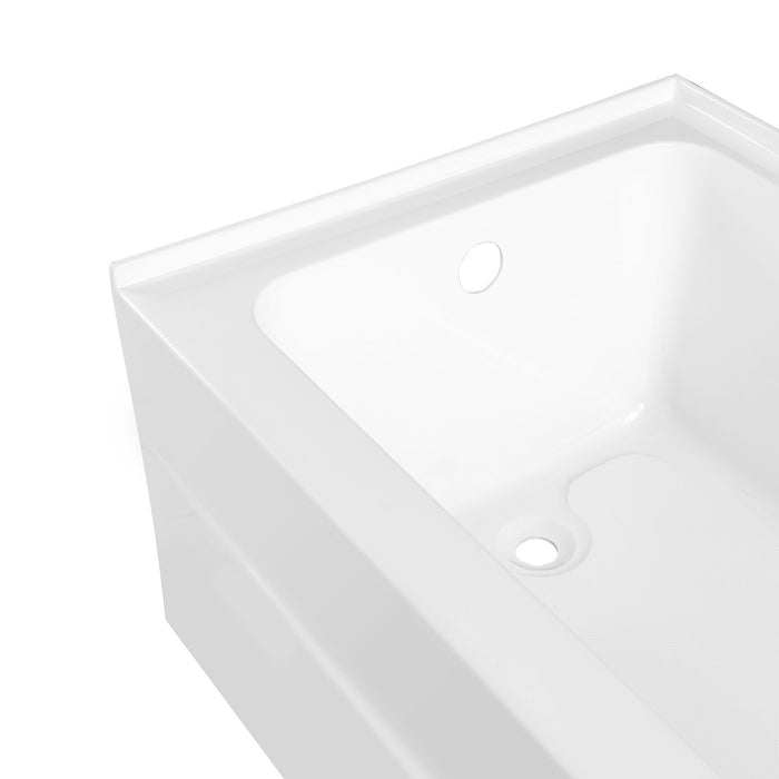 Kingston Aqua Eden VTAP603218L 60-Inch Anti-Skid Acrylic Rectangular Three-Wall Alcove Tub with Left Drain, Glossy White