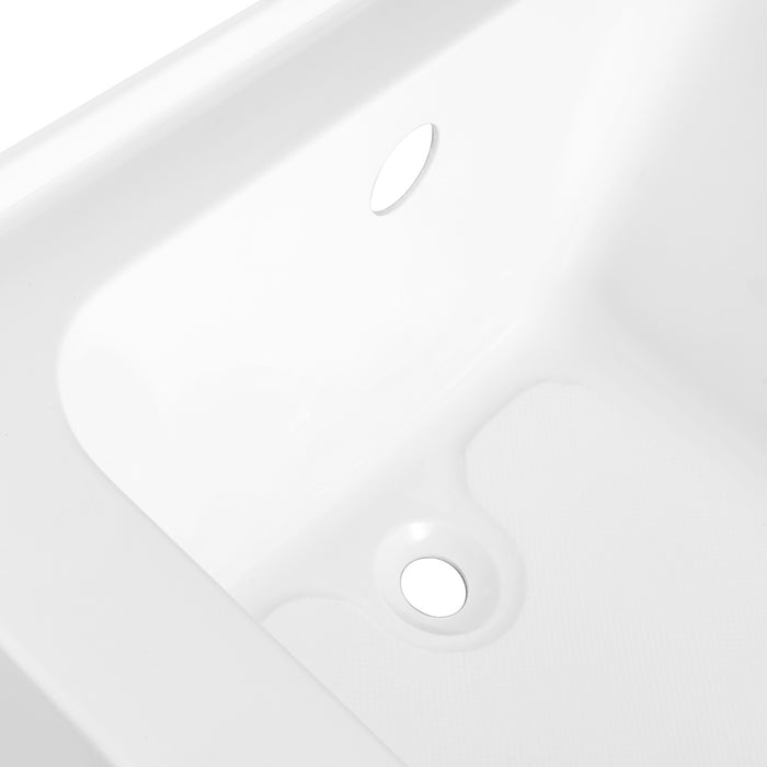 Kingston Aqua Eden VTAP603218L 60-Inch Anti-Skid Acrylic Rectangular Three-Wall Alcove Tub with Left Drain, Glossy White
