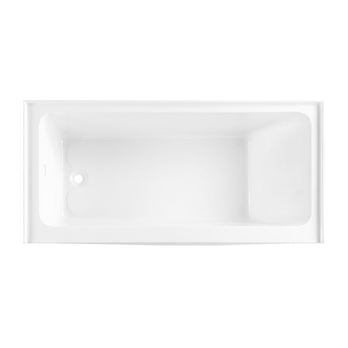 Kingston Aqua Eden VTAP603218L 60-Inch Anti-Skid Acrylic Rectangular Three-Wall Alcove Tub with Left Drain, Glossy White