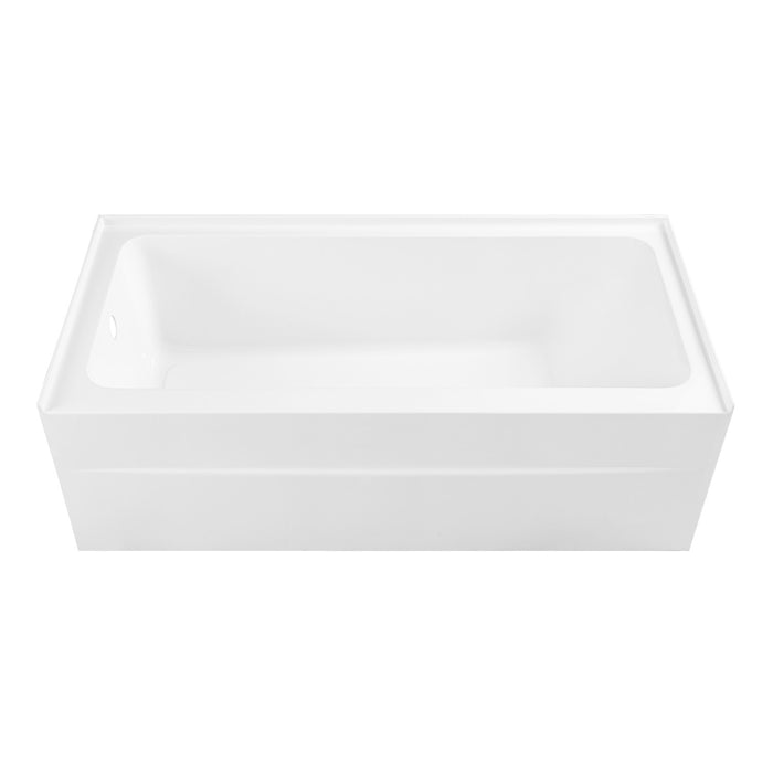 Kingston Aqua Eden VTAP603218L 60-Inch Anti-Skid Acrylic Rectangular Three-Wall Alcove Tub with Left Drain, Glossy White