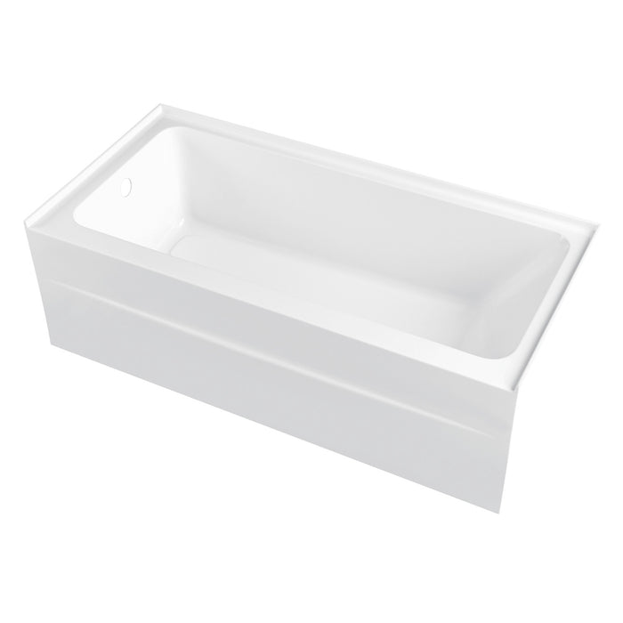Kingston Aqua Eden VTAP603218L 60-Inch Anti-Skid Acrylic Rectangular Three-Wall Alcove Tub with Left Drain, Glossy White