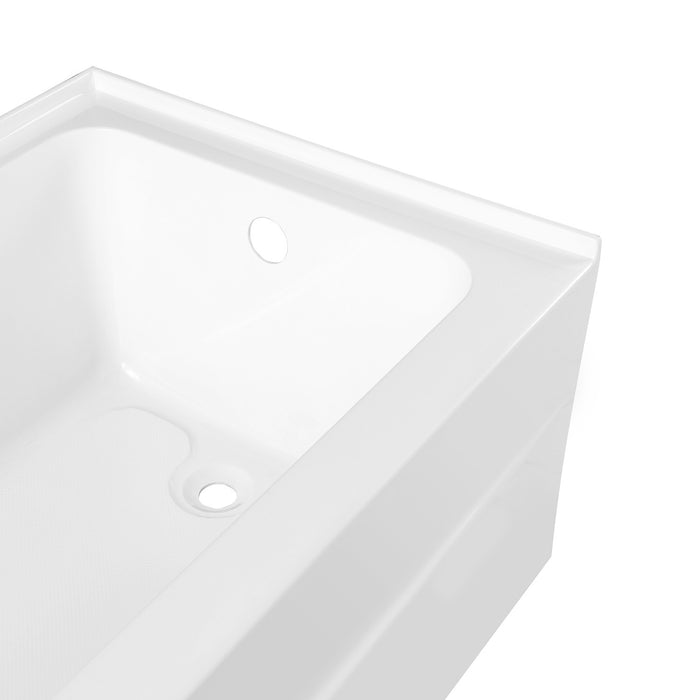 Kingston Aqua Eden VTAP603218R 60-Inch Anti-Skid Acrylic Rectangular Three-Wall Alcove Tub with Right Drain, Glossy White
