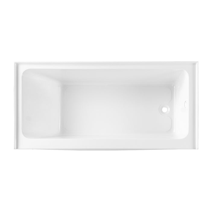 Kingston Aqua Eden VTAP603218R 60-Inch Anti-Skid Acrylic Rectangular Three-Wall Alcove Tub with Right Drain, Glossy White