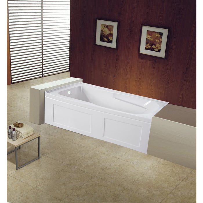 Aqua Eden VTAP603220CL 60-Inch Acrylic Rectangular 3-Wall Alcove Tub with Anti Skid and Left Drain Hole, Glossy White