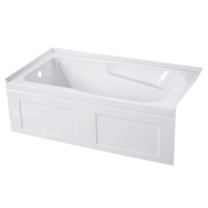 Aqua Eden VTAP603220CL 60-Inch Acrylic Rectangular 3-Wall Alcove Tub with Anti Skid and Left Drain Hole, Glossy White