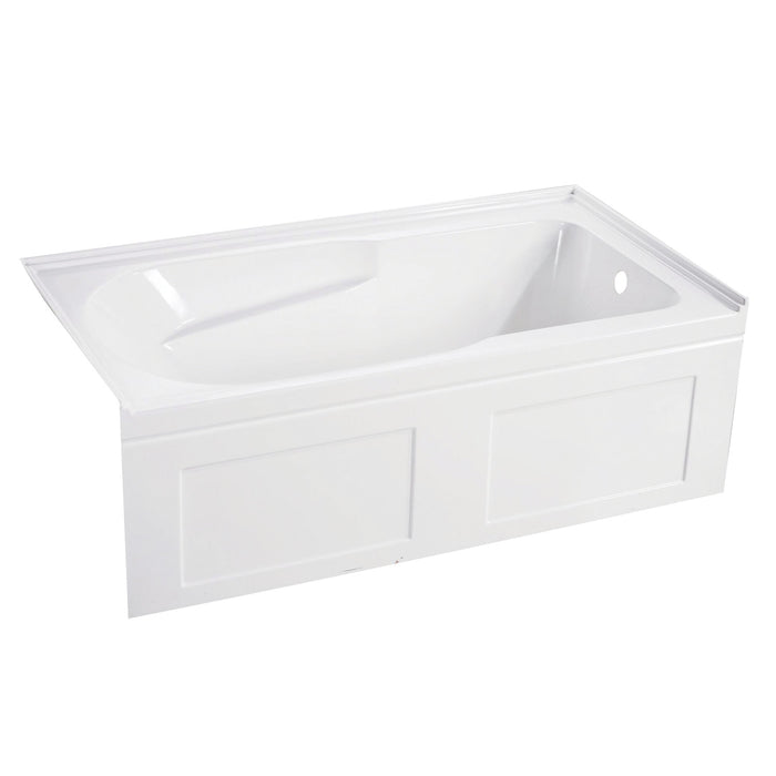 Aqua Eden VTAP603220CR 60-Inch Acrylic Rectangular 3-Wall Alcove Tub with Anti Skid and Right Drain Hole, Glossy White