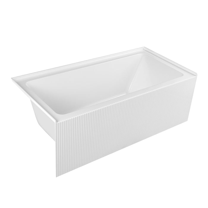 Kingston Aqua Eden VTAP603221L 60-Inch Anti-Skid Acrylic Rectangular Three-Wall Alcove Tub with Left Drain, Glossy White