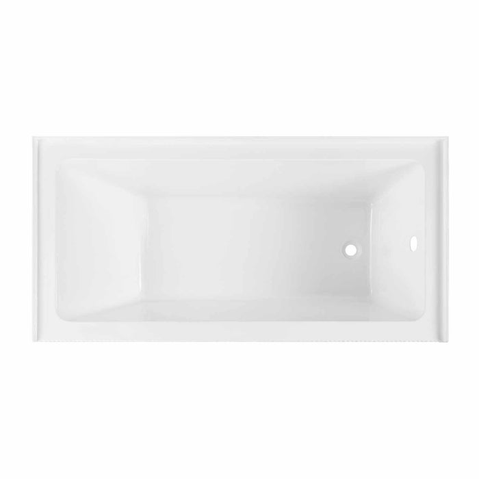 Kingston Aqua Eden VTAP603221R 60-Inch Anti-Skid Acrylic Rectangular Three-Wall Alcove Tub with Right Drain, Glossy White