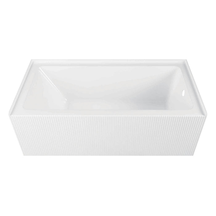 Kingston Aqua Eden VTAP603221R 60-Inch Anti-Skid Acrylic Rectangular Three-Wall Alcove Tub with Right Drain, Glossy White