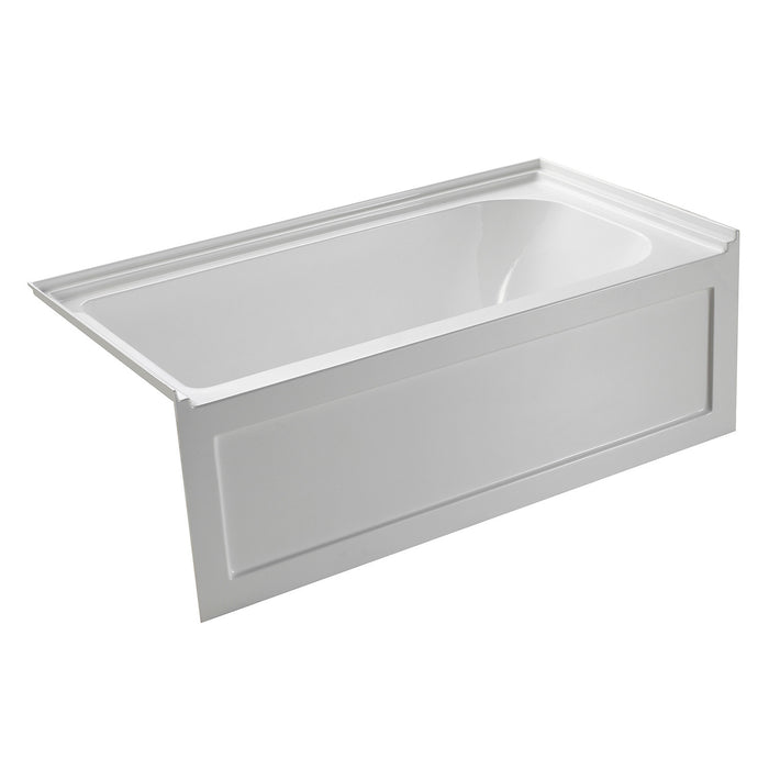 Kingston Tulare VTAP6032L21A - Aqua Eden 60-Inch Acrylic Rectangular 3-Wall Alcove Tub with Anti-Skid Surface, Left Hand Drain, Glossy White