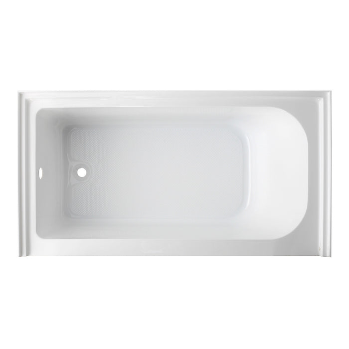 Kingston Tulare VTAP6032L21A - Aqua Eden 60-Inch Acrylic Rectangular 3-Wall Alcove Tub with Anti-Skid Surface, Left Hand Drain, Glossy White