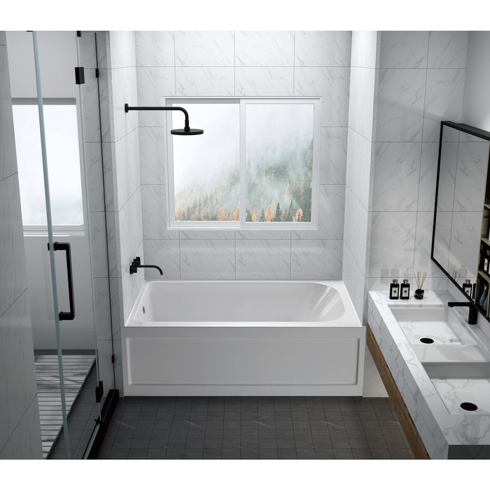 Kingston Tulare VTAP6032L21A - Aqua Eden 60-Inch Acrylic Rectangular 3-Wall Alcove Tub with Anti-Skid Surface, Left Hand Drain, Glossy White
