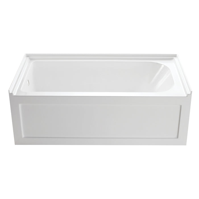 Kingston Tulare VTAP6032L21A - Aqua Eden 60-Inch Acrylic Rectangular 3-Wall Alcove Tub with Anti-Skid Surface, Left Hand Drain, Glossy White
