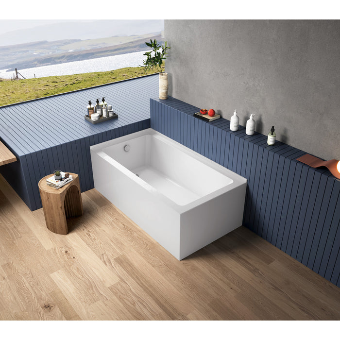 Kingston Tulare VTAP6032L21TS - Aqua Eden 60-Inch Acrylic Rectangular 2-Wall Corner Alcove Tub, Left Hand Drain, Glossy White