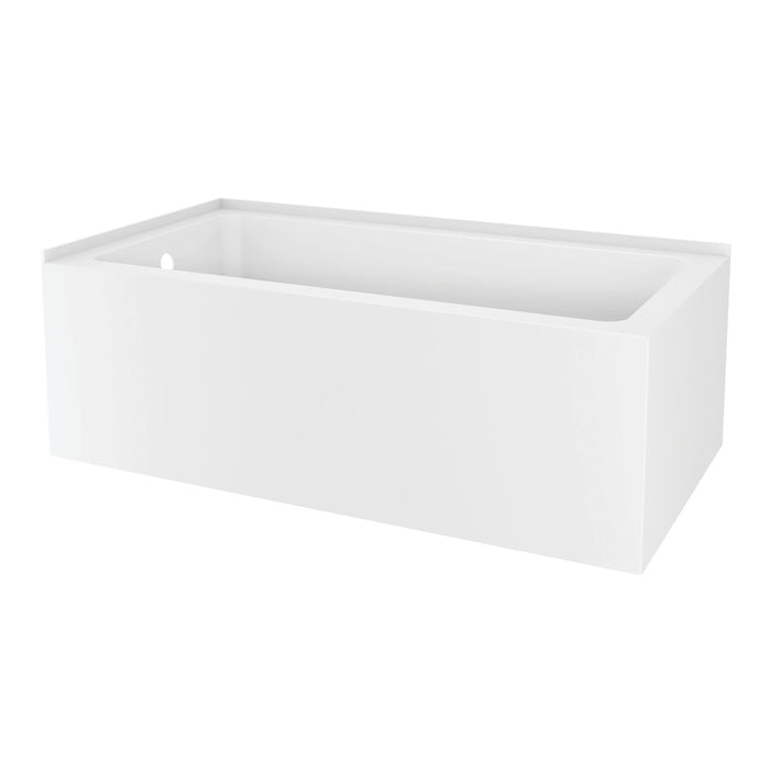 Kingston Tulare VTAP6032L21TS - Aqua Eden 60-Inch Acrylic Rectangular 2-Wall Corner Alcove Tub, Left Hand Drain, Glossy White