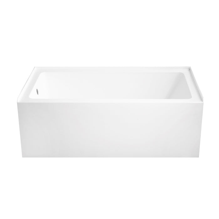 Kingston Tulare VTAP6032L22 - Aqua Eden 60-Inch Acrylic Rectangular 3-Wall Alcove Tub, Left Hand Drain Hole, Glossy White