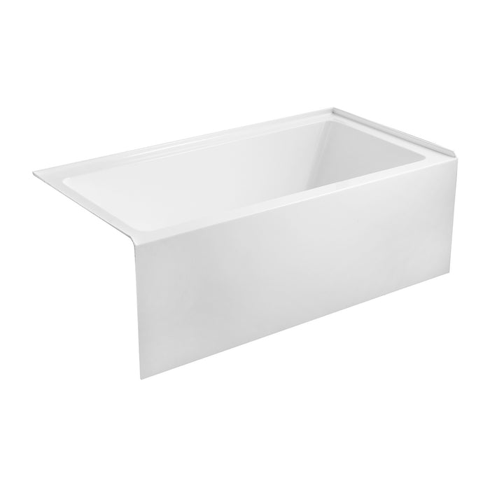 Kingston Tulare VTAP6032L22 - Aqua Eden 60-Inch Acrylic Rectangular 3-Wall Alcove Tub, Left Hand Drain Hole, Glossy White