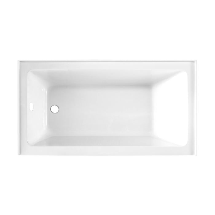 Kingston Tulare VTAP6032L22 - Aqua Eden 60-Inch Acrylic Rectangular 3-Wall Alcove Tub, Left Hand Drain Hole, Glossy White