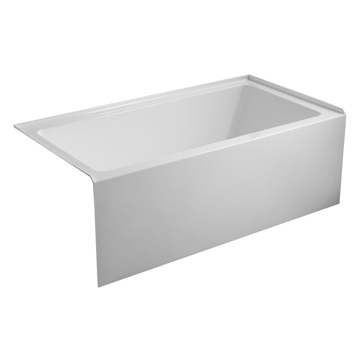 Aqua Eden VTAP6032L22C 60-Inch Acrylic Rectangular 3-Wall Alcove Tub with Anti-Skid Surface, Left Hand Drain, Glossy White