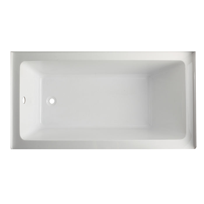 Kingston Tulare VTAP6032L22C - Aqua Eden 60-Inch Acrylic Rectangular 3-Wall Alcove Tub with Anti-Skid Surface, Left Hand Drain, Glossy White