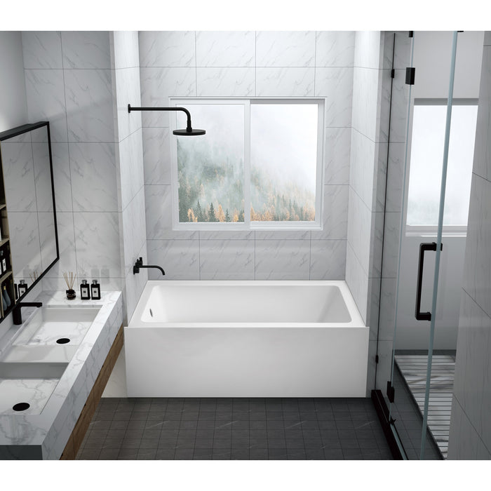 Kingston Tulare VTAP6032L22C - Aqua Eden 60-Inch Acrylic Rectangular 3-Wall Alcove Tub with Anti-Skid Surface, Left Hand Drain, Glossy White
