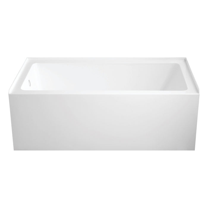 Kingston Tulare VTAP6032L22C - Aqua Eden 60-Inch Acrylic Rectangular 3-Wall Alcove Tub with Anti-Skid Surface, Left Hand Drain, Glossy White