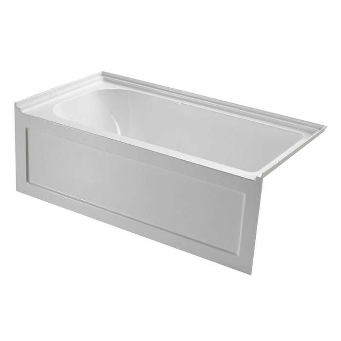 Aqua Eden VTAP6032R21A 60-Inch Acrylic Rectangular 3-Wall Alcove Tub with Anti-Skid Surface, Right Hand Drain, Glossy White