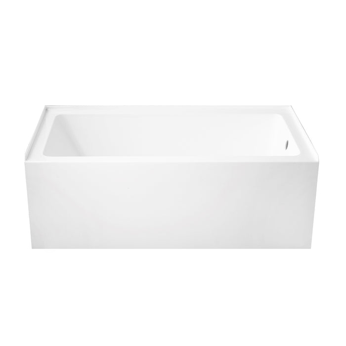 Kingston Tulare VTAP6032R22 - Aqua Eden 60-Inch Acrylic Rectangular 3-Wall Alcove Tub, Right Hand Drain Hole, Glossy White