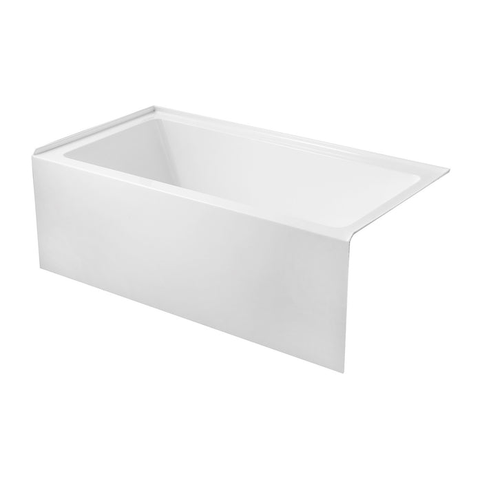 Kingston Tulare VTAP6032R22 - Aqua Eden 60-Inch Acrylic Rectangular 3-Wall Alcove Tub, Right Hand Drain Hole, Glossy White