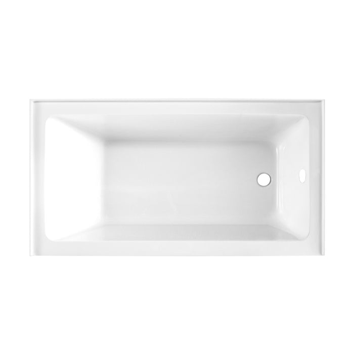 Kingston Tulare VTAP6032R22 - Aqua Eden 60-Inch Acrylic Rectangular 3-Wall Alcove Tub, Right Hand Drain Hole, Glossy White