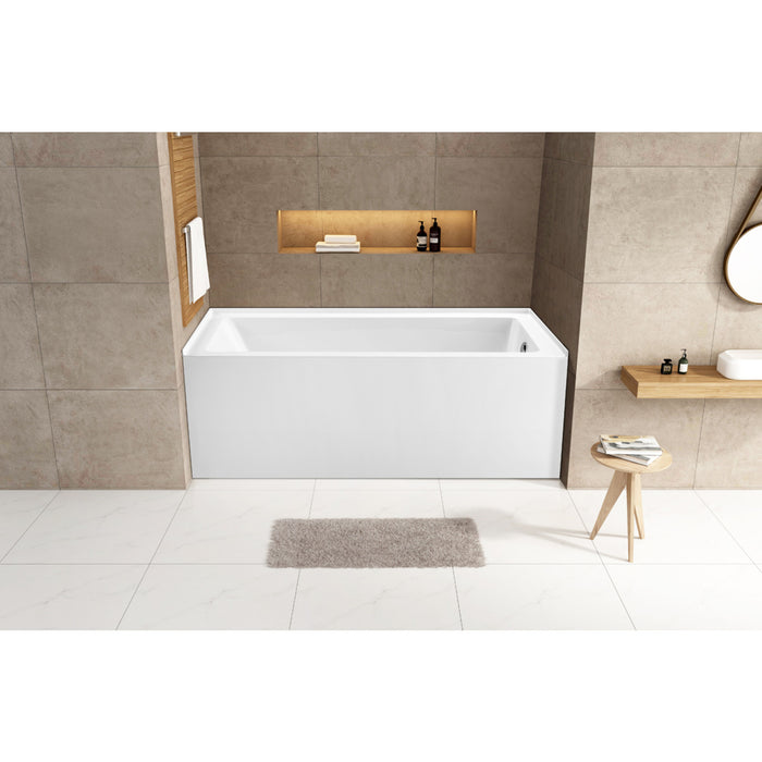 Aqua Eden VTAP6032R22 60-Inch Acrylic Rectangular 3-Wall Alcove Tub, Right Hand Drain Hole, Glossy White