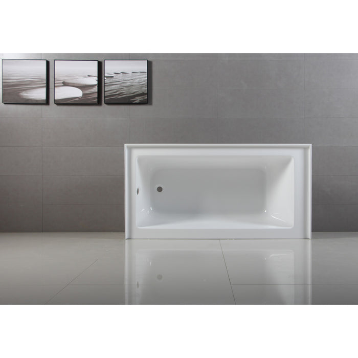Aqua Eden VTAP603622L 60-Inch Acrylic Rectangular 3-Wall Alcove Tub, Left Hand Drain, Glossy White