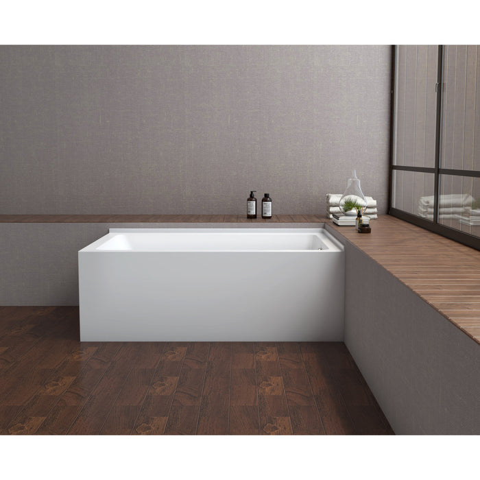 Aqua Eden VTAP6036R22TS 60-Inch Acrylic Rectangular 2-Wall Corner Alcove Tub, Right Hand Drain, Glossy White