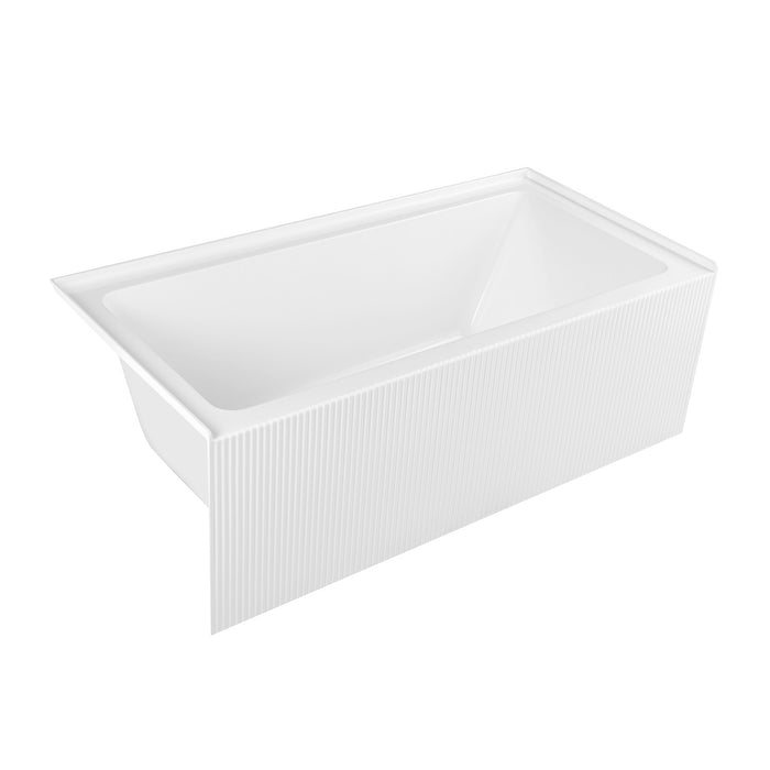 Kingston Aqua Eden VTAP663221L 66-Inch Anti-Skid Acrylic Rectangular Three-Wall Alcove Tub with Left Drain, Glossy White