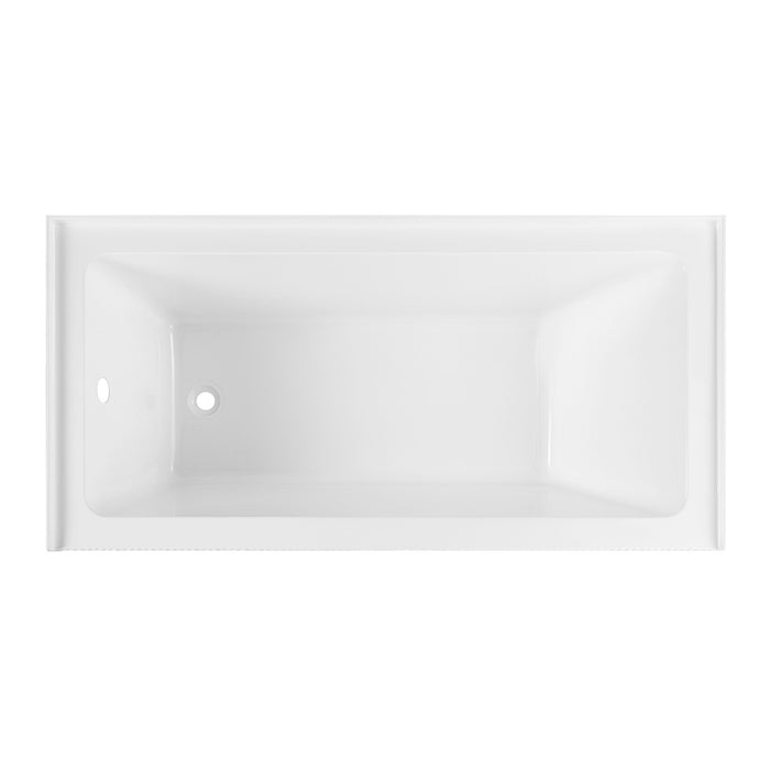 Kingston Aqua Eden VTAP663221L 66-Inch Anti-Skid Acrylic Rectangular Three-Wall Alcove Tub with Left Drain, Glossy White