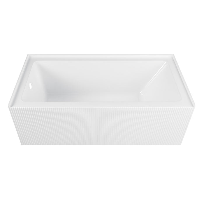 Kingston Aqua Eden VTAP663221L 66-Inch Anti-Skid Acrylic Rectangular Three-Wall Alcove Tub with Left Drain, Glossy White