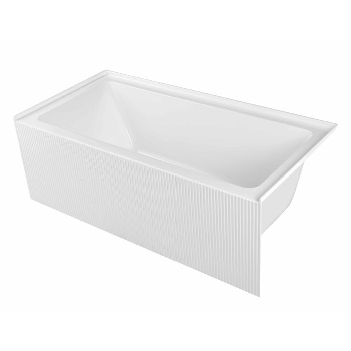 Kingston Aqua Eden VTAP663221R 66-Inch Anti-Skid Acrylic Rectangular Three-Wall Alcove Tub with Right Drain, Glossy White