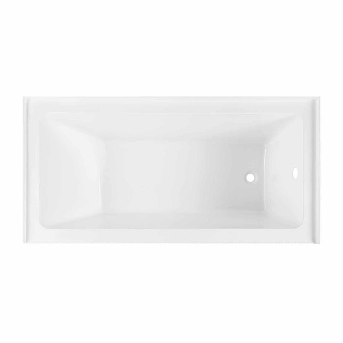 Kingston Aqua Eden VTAP663221R 66-Inch Anti-Skid Acrylic Rectangular Three-Wall Alcove Tub with Right Drain, Glossy White