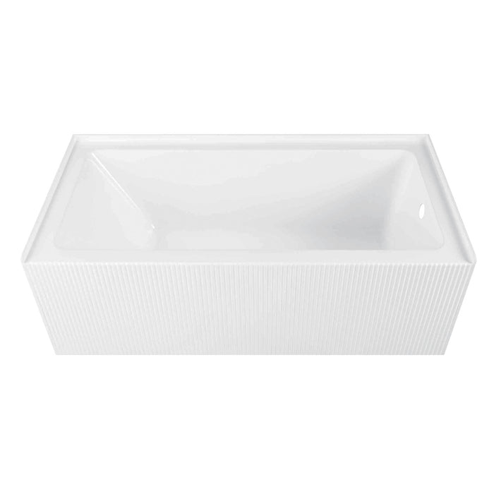 Kingston Aqua Eden VTAP663221R 66-Inch Anti-Skid Acrylic Rectangular Three-Wall Alcove Tub with Right Drain, Glossy White