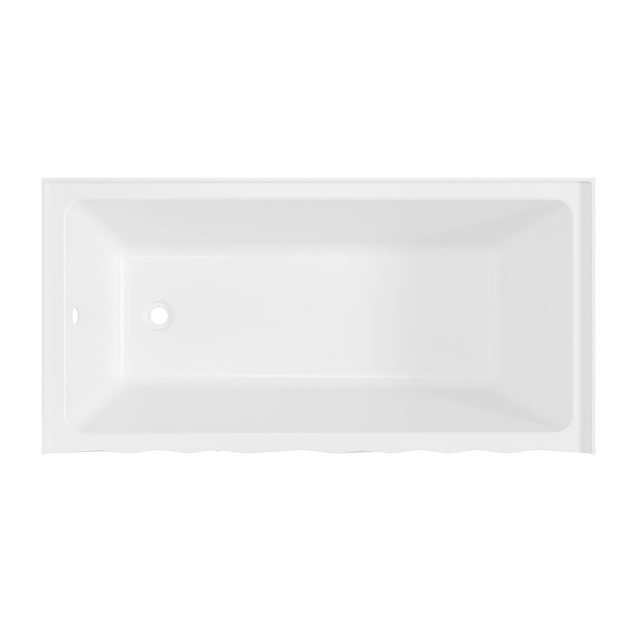 Kingston Moraine VTAP6730L22D 67-Inch Acrylic Rectangular Three-Wall Alcove Tub with Left Drain, Glossy White