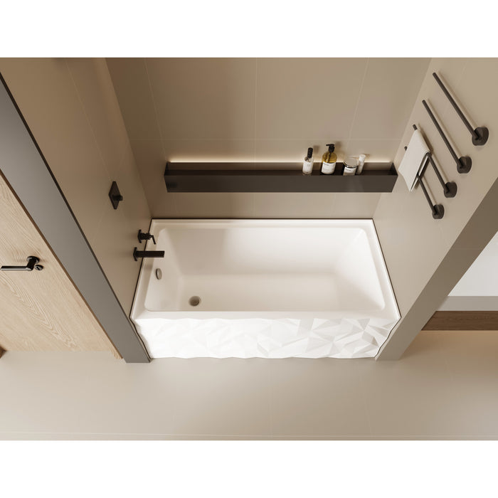 Kingston Moraine VTAP6730L22D 67-Inch Acrylic Rectangular Three-Wall Alcove Tub with Left Drain, Glossy White