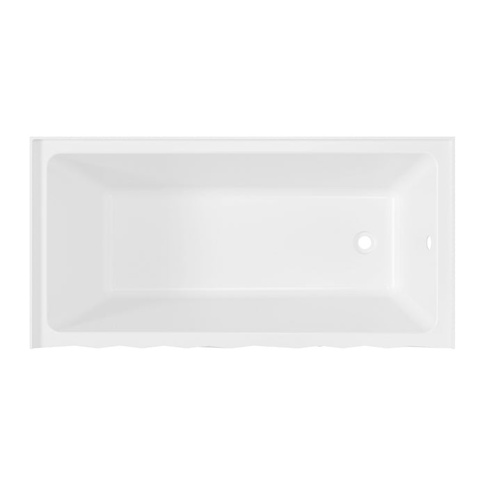 Kingston Moraine VTAP6730R22D 67-Inch Acrylic Rectangular Three-Wall Alcove Tub with Right Drain, Glossy White