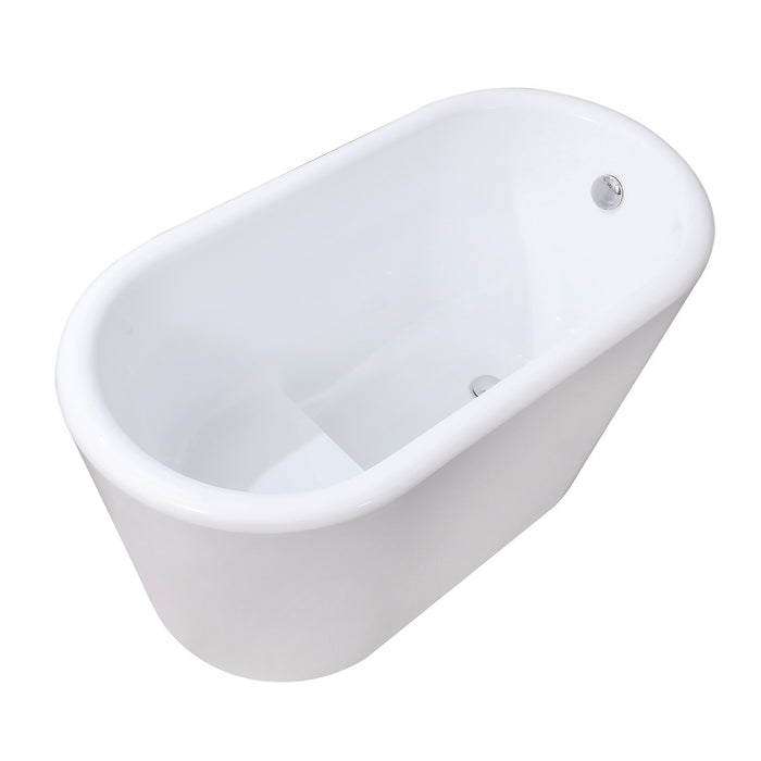 Kingston Sona VTDE512628BA - Aqua Eden 51-Inch Acrylic Oval Double Ended Freestanding Tub with Drain and Integrated Seat, Glossy White